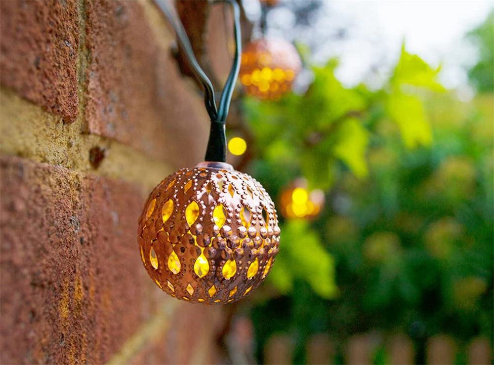 20 LED Solar Vintage Lights Fairy String Lights Outdoor Garden Waterproof Decor