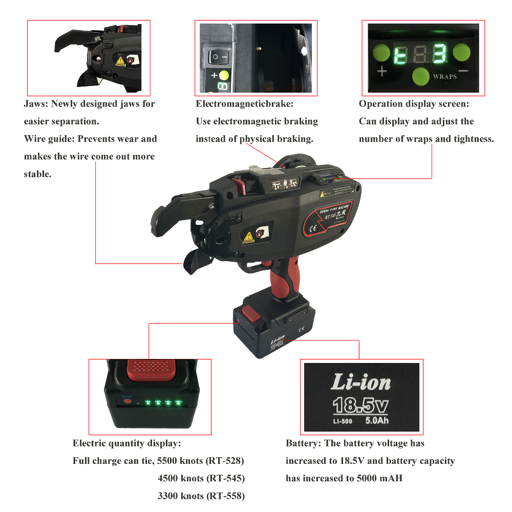 2020 most popular kowy rebar tier RT-528/RT-545/RT-558 cordless automatic rebar tying machine