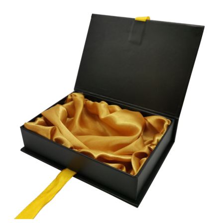 Black Rigid Cardboard Paper Wine Glass Packaging Gift Boxes With Ribbon Customized Magnetic Paperboard Box For Packing