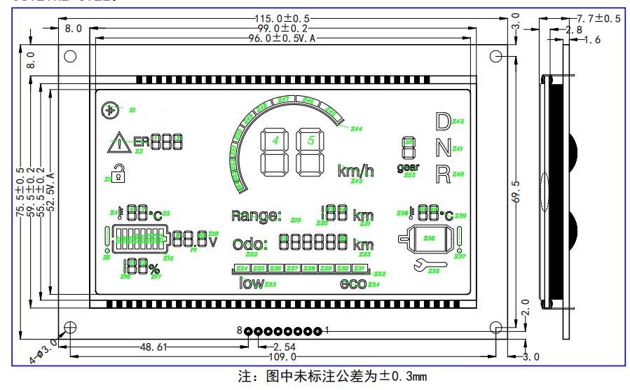 Custom segment transflective fstn lcd panel display module LCD