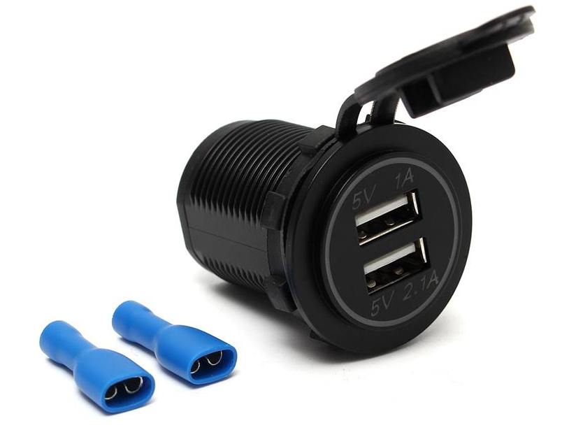 A Dual USB Charger Adapter LED Waterproof DC 12 V 24 V 4.2 a Car Socket 24V Black Blue Green Red Convenient Safety IP44 /IP65