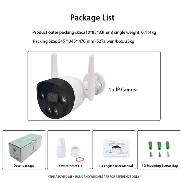 PTZ IP Camera 1080P Starlight Onvif   Wireless Outdoor Bullet WiFi CCTV Security