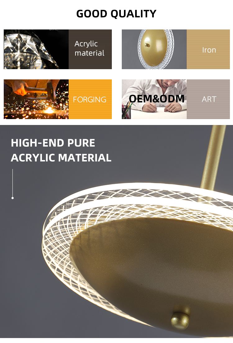 Wholesale Price Metal Acrylic Gold Dining Room Decorative Ball Ceiling Hanging LED Pendant Light