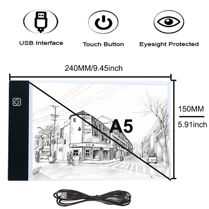 Cheapest LED Tracing Drawing Pad Tattoo Sketch Adjustable Light Box Illuminated Copy Board A5 USB LED Light Pad Graphic Tablet