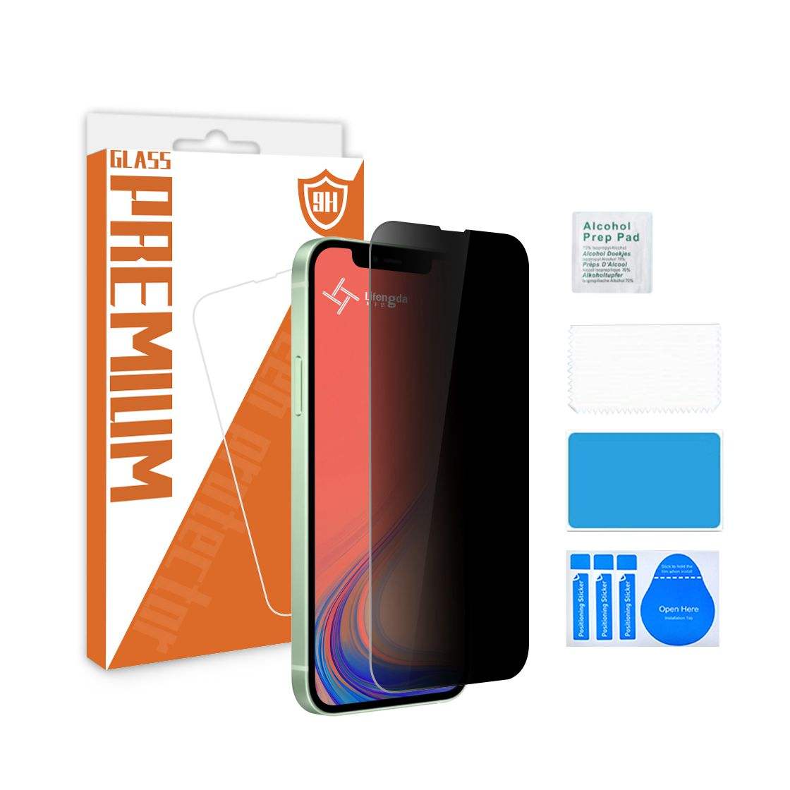 Phone privacy screen use 4 way 360 degree tempered glass privacy For iphone 12 screen protector