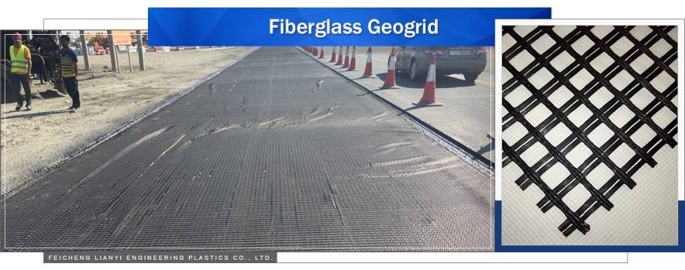 Asphalt road reinforcement 100KN Fiberglass Geogrid