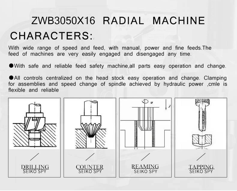 WDDM Intelligent ZWB3050X16 High Efficiency Moderate Price Radial Drilling Machine