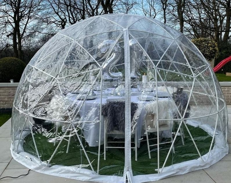 3.6m igloo geodesic camping outdoor clear plastic dome tent
