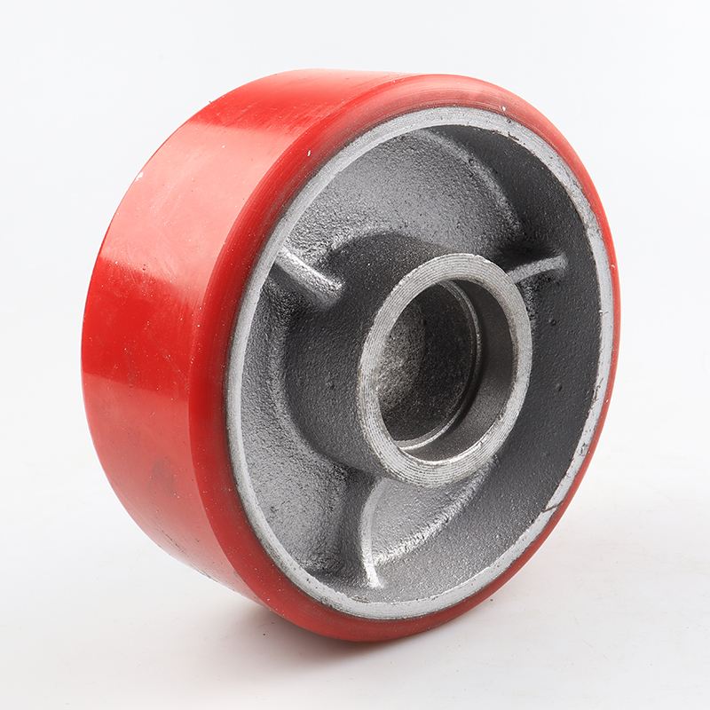 OEM 5-inch heavy-duty cast iron polyurethane caster wheel with brake, diameter 125mm silent wear-resistant pu rotating casters