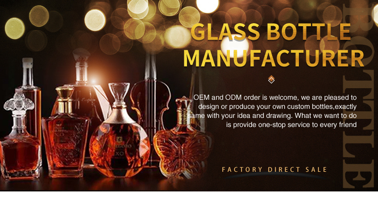 China Big Factory Good Price glass bottles for whiskey rum gin with Custom relief carving design with wooden stopper