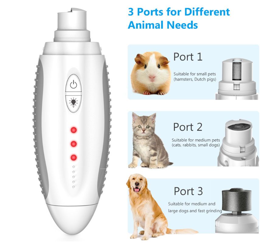 3 ports with 2 difference bit diamond grinder for big dog Grooming Trimmer tool Cat Dog Nails Clippers