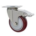 brake 3 4 5 inch factory direct sale red pp/pvc/rubber brake for furniture industry chair carts stainlsee steel wheel caster