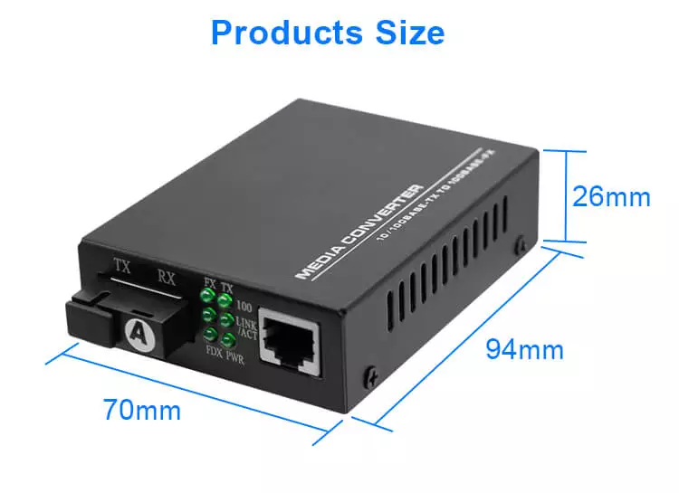 Factory Supply 10/100M 1310/1550Nm Single Mode Single Fiber Wdm 20Km Fiber Optic To Rj45 Media Converter