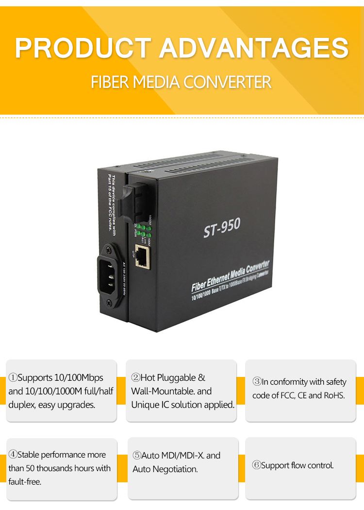 ST Media Converter 10/100/1000 Base Media Converter double ModeFiber Optic Media Converter manufacturer