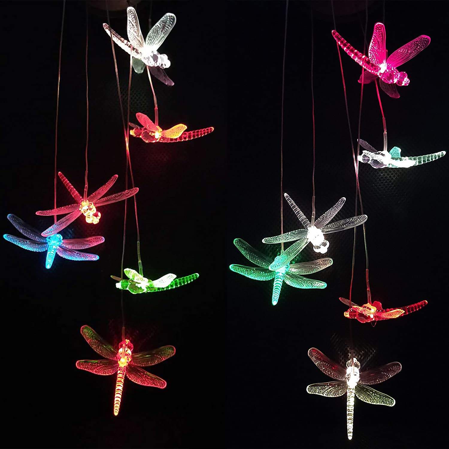 DIFUL LED Solar Light Wind Chime Star Decoration Lamp Outdoor Waterproof Garden Garland Hanging Lantern Christmas Decor Lights