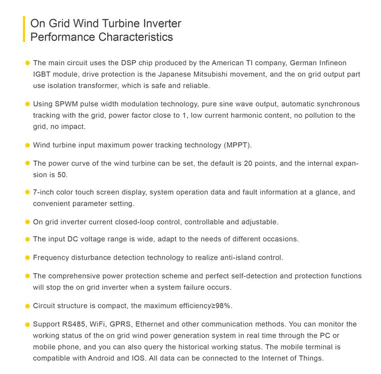 Grid Tie Power Inverter Three Phase 5KW Wind Turbine For Wind Use