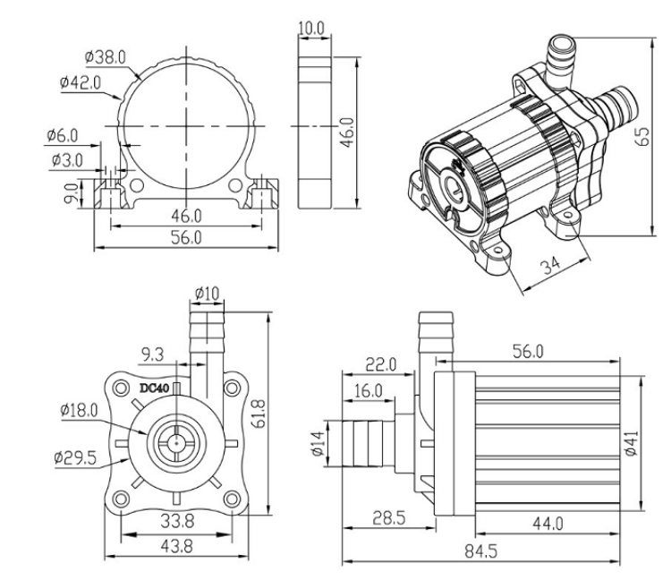 12v 24V 660LPH DC Motor Circulation Water Pump