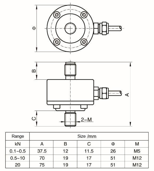 TJL-5N column-type Pull pressure sensor Load Cell 10-500KG weighing sensor