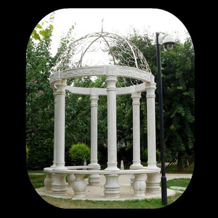 White stone garden gazebo outdoor sculpture