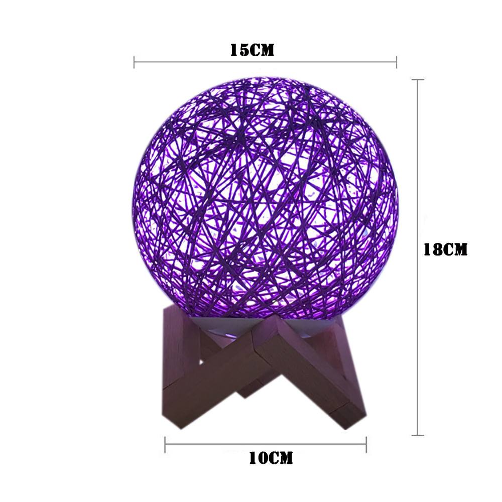 3D LED Rattan Moon Night Light Moonlight USB Charging Table Desk Moon Lamp