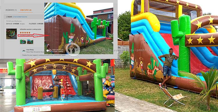 customize art panel banner inflatable  combo bouncy castle house combo wet/dry slide for rental party event