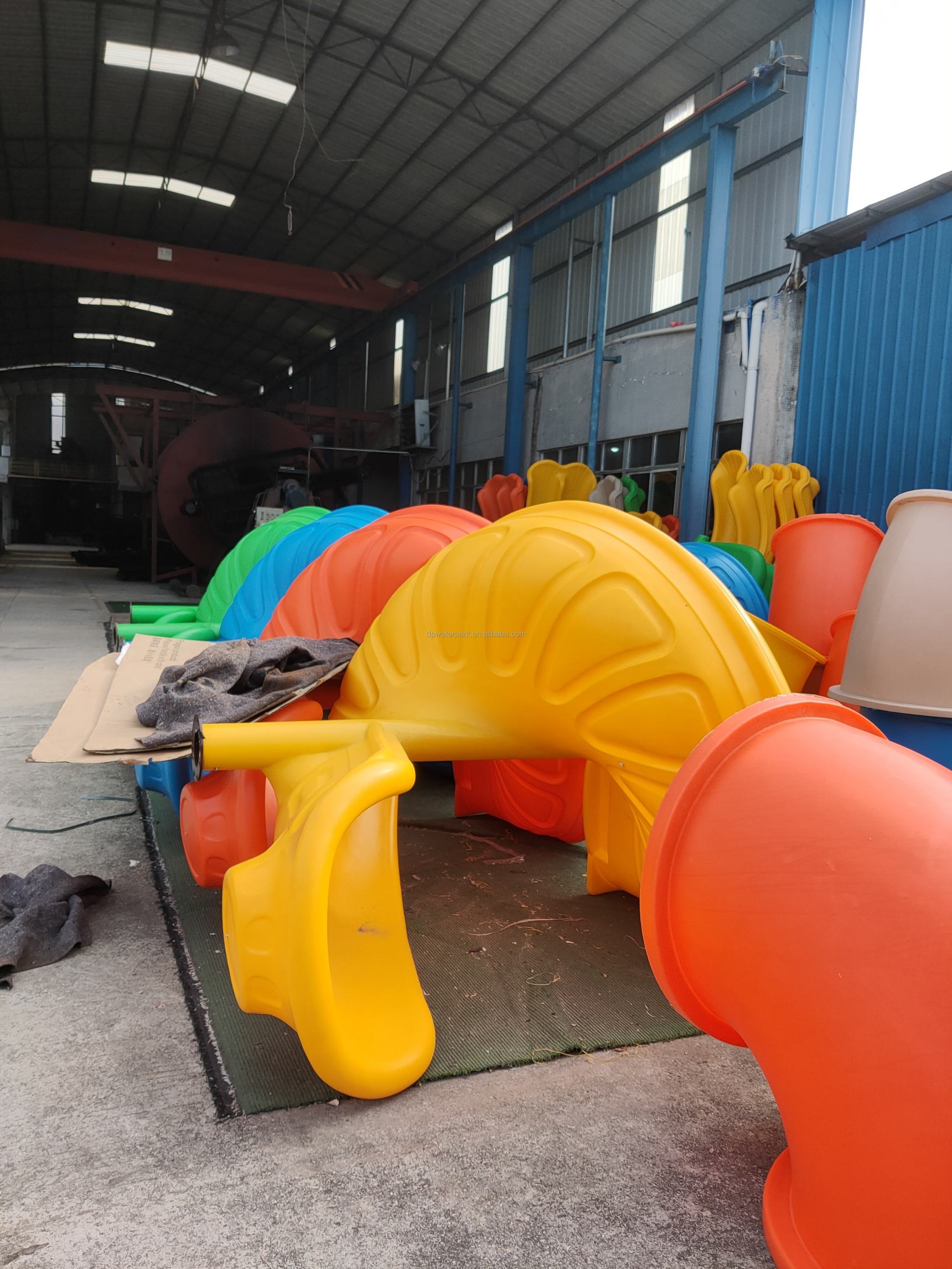 Community kids amusement facility children park playground equipment plastic slide group with swing