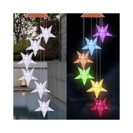 DIFUL LED Solar Light Wind Chime Star Decoration Lamp Outdoor Waterproof Garden Garland Hanging Lantern Christmas Decor Lights