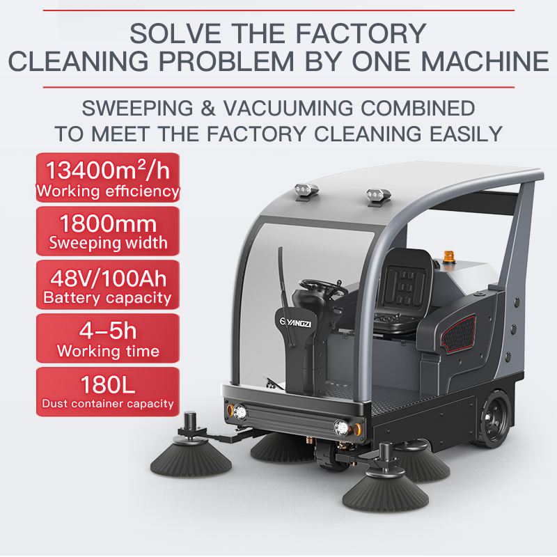 Yangzi S8 Multifunction Cleaning Machine Driving Electric Industrial Floor Sweeper With Four Brushes