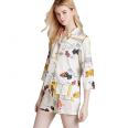 2021 Small MOQ Women Summer Designer Satin Printed Pajamas