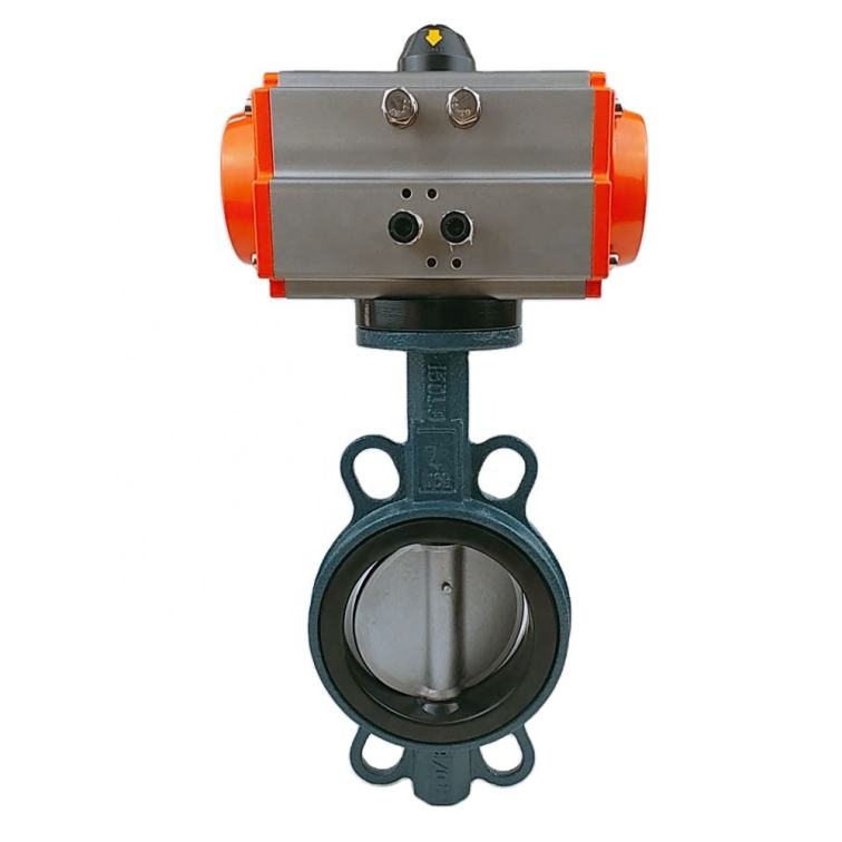 pneumatic cast iron with epoxy coated wafer butterfly valve