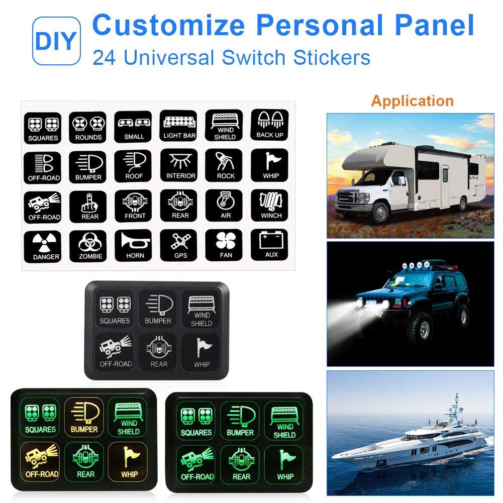 Universal Vehicles Auto On-Off LED Car Switch Box 6 Gang Switch Panel Electronic Relay System Circuit Control Box