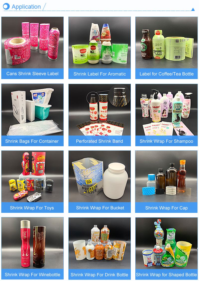 PVC/PET/OPS/POF Plastic Custom Printed Perforated Heat Shrink Sleeve Film Roll Wrap Labels Bands Bags for Bottles/Caps/Cans/Jar