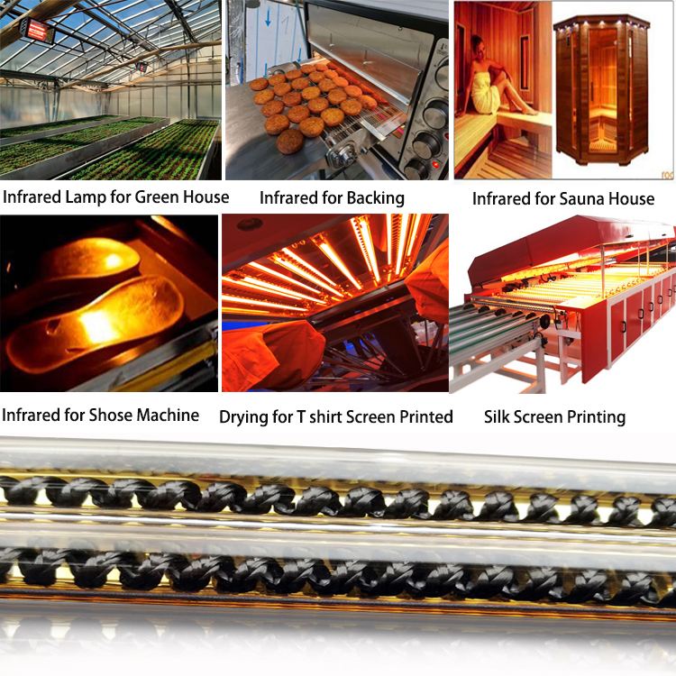 FACTORY WHOLESALE 250w 700w Medium Wave  Infrared  Lamp IR  Quartz Heating Carbon Fiber Tube for Food Bread Oven Equipment