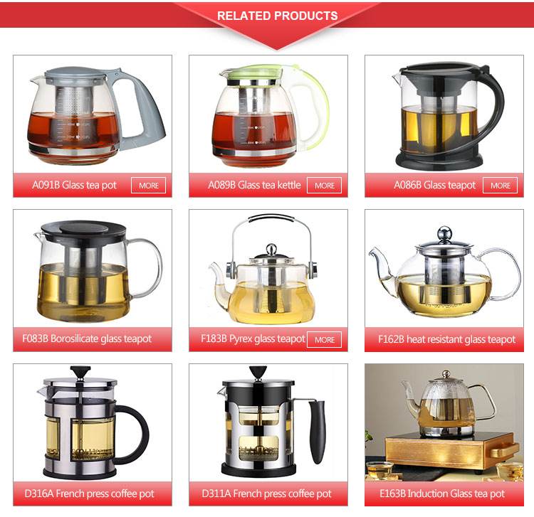 5 color choice gift box 1500ml & 2000ml bpa free high grade clear glass coffee & tea pot teavana tea kettle gift