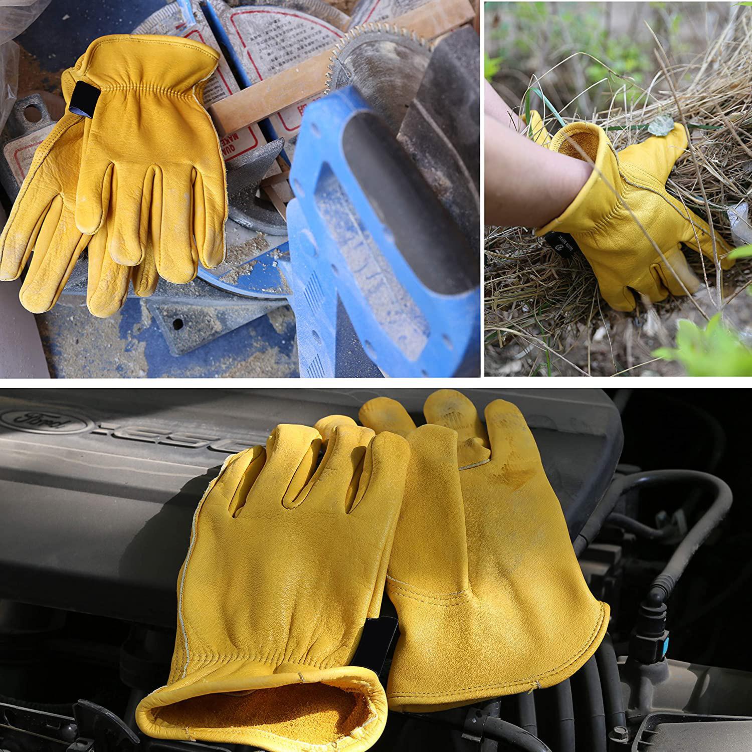 Cheap yellow sheepskinLeather Heavy Work Cut Resistant Construction Safety Gloves