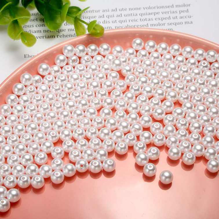 Wholesale white ABS imitation pearl perforated pearl loose beads diy necklace pendant bracelet accessories accessories