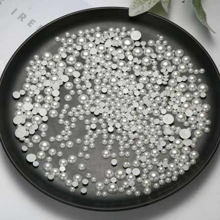 ABS flat bottom imitation pearl semi - round pearl non - porous half - face beads diy nail patch accessories wholesale