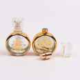 UV engraving empty luxury golden glass 30ML perfume bottle with clear plastic lid