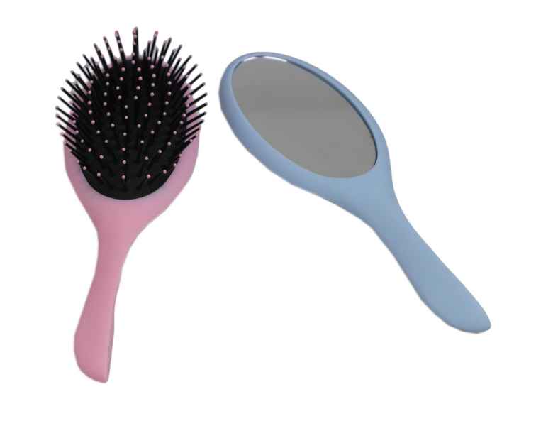 High Quality 2 in 1 Plastic Paddle Hair Brush With Mirror