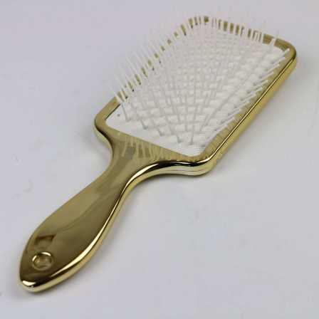 Plastic UV Plating Shine Hairbrush for Thick Hair Detangler Brush with Nylon Bristles hair brush