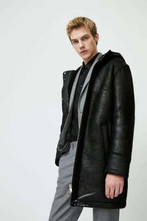 Men's fashion lambshearing fur long coat