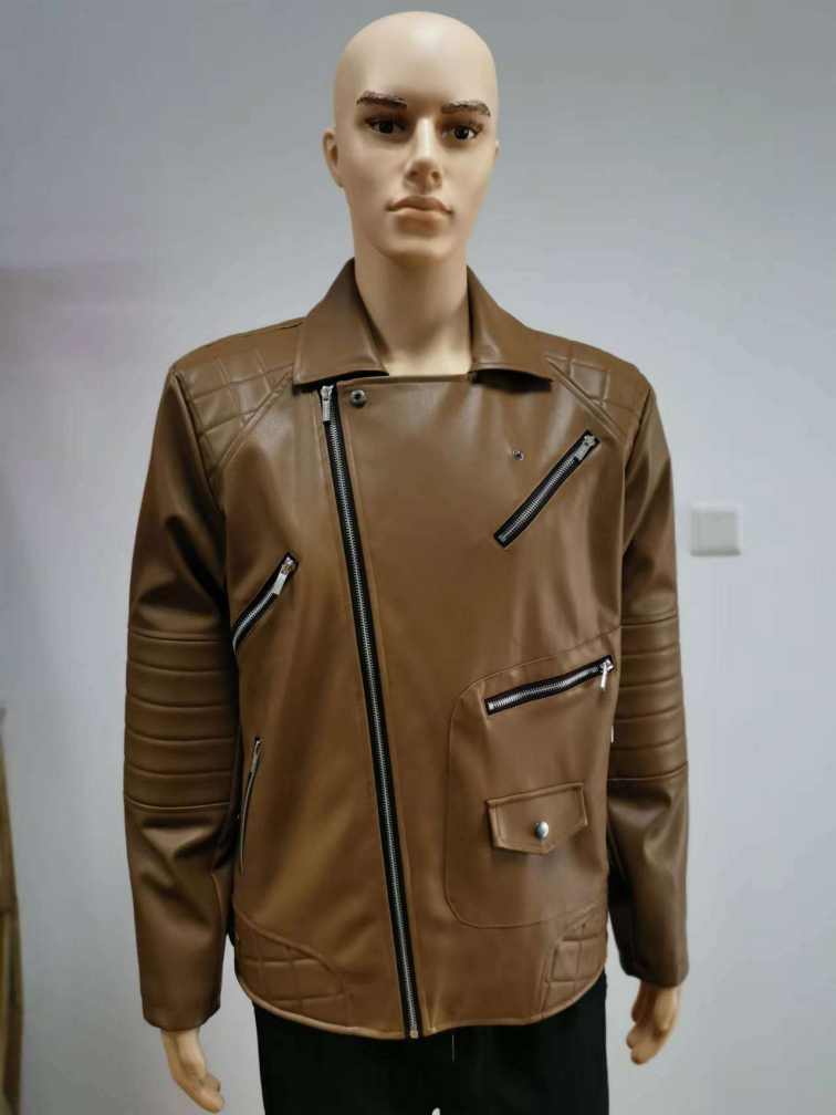 Men's PU jacket with taffeta lining       Fashionable and popular