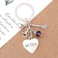 1Pc Halloween Sorcerer Witch Keychain Broom Purple Bead Pendant Keyholder Fit Car Handbag Jewelry Supplies