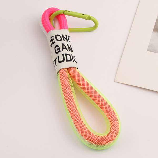 Creative Iridescent Braid Rope Keychain Carabiner Key Ring For Backpack Pendant Accessorie Hanging Cord Jewelry