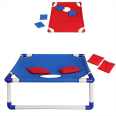 Fabo Portable PVC Framed Cornhole Game Set with 8 Bean Bags and Carrying Bag, Blue-Red, 3 x 2-feet